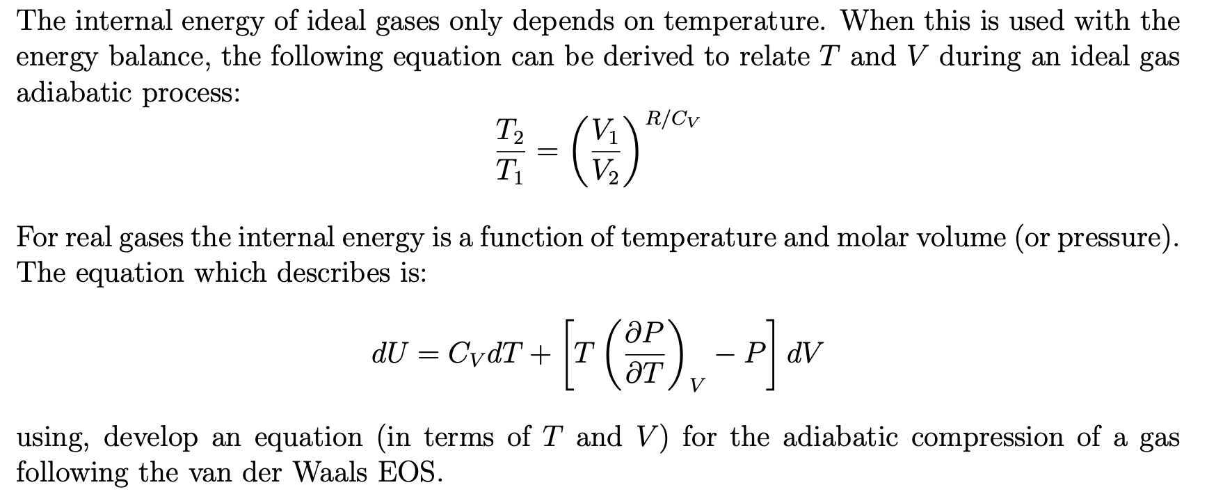 Solved The internal energy of ideal gases only depends on | Chegg.com