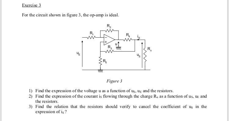 Solved Exercise 3 For the circuit shown in figure 3, the | Chegg.com