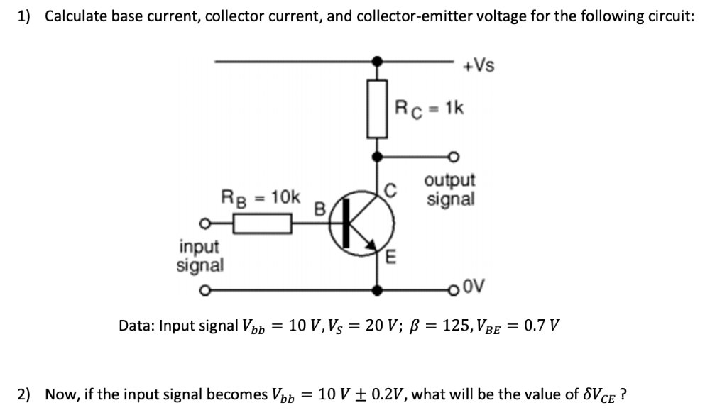 Solved 1 Calculate Base Current Collector Current And 1086