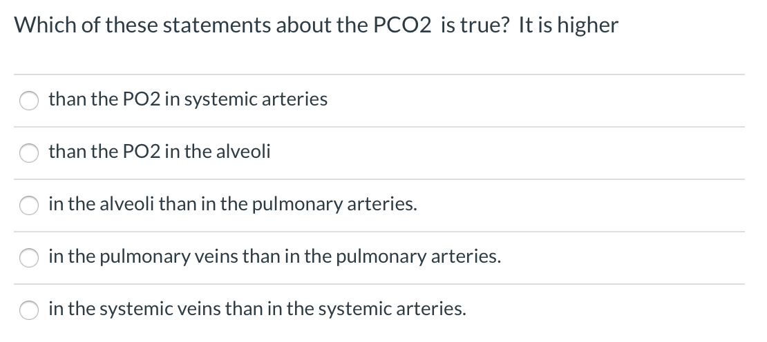 Solved Which of these statements about the PCO2 is true? It | Chegg.com