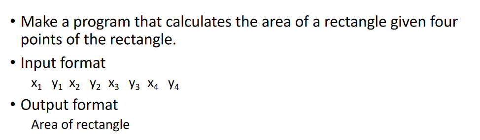Solved • Make a program that calculates the area of a | Chegg.com