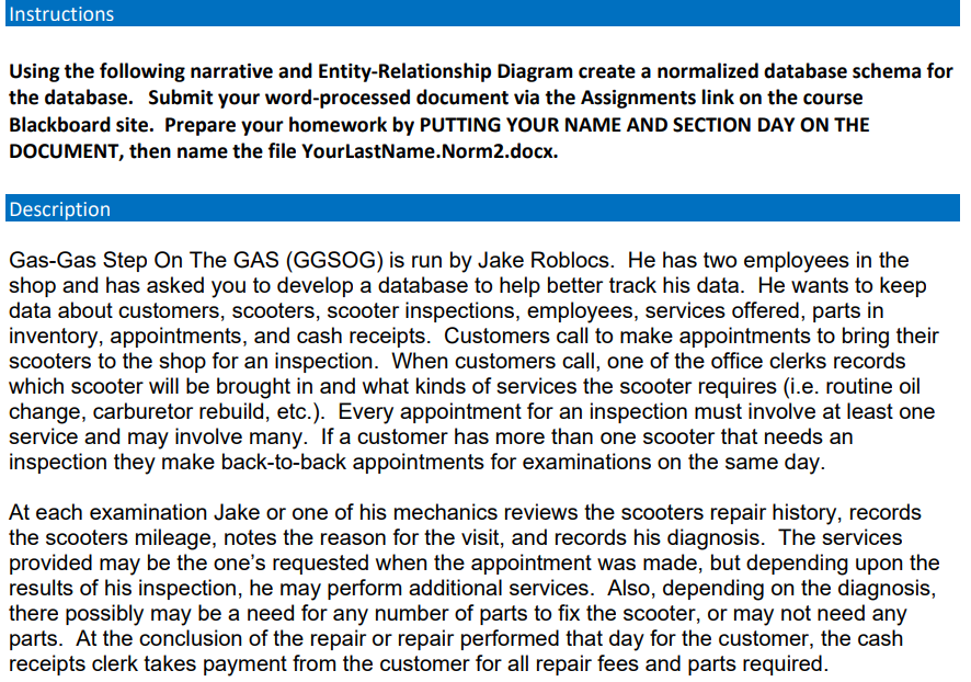 Using the following narrative and Entity-Relationship | Chegg.com