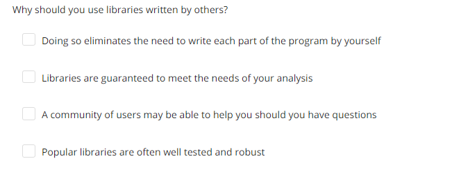 Solved Why should you use libraries written by others? Doing | Chegg.com