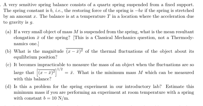 Solved A very sensitive spring balance consists of a quartz | Chegg.com