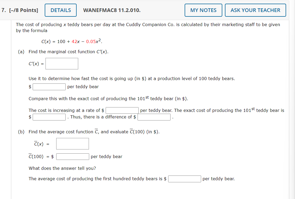 Solved 8 Points] Wanefmac8 11 2 010 The Cost Of Producing X