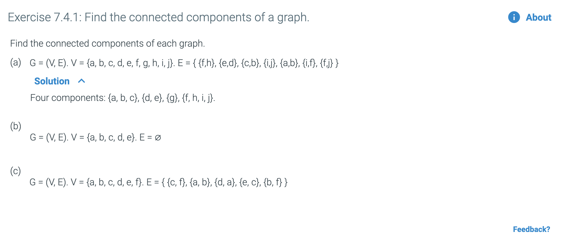 Solved Exercise 7 4 1 Find The Connected Components Of A Chegg Com