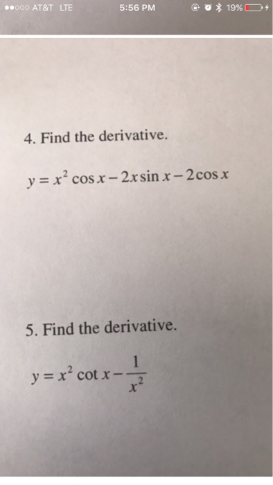 derivative of y x 2 cos x