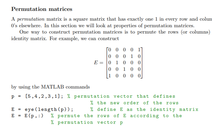 Solved Permutation Matrices A Permutation Matrix Is A Square | Chegg.com