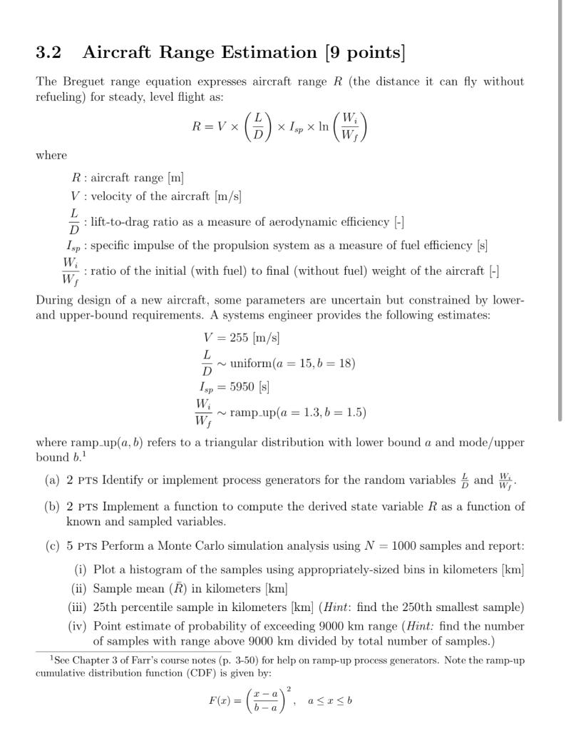 Solved The Breguet range equation expresses aircraft range R