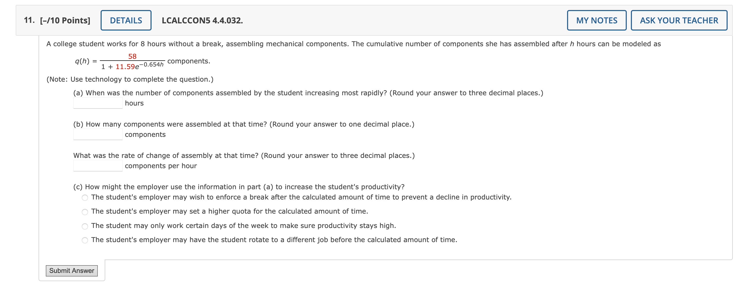 Solved q(h)=1+11.59e−0.654h58 components. (Note: Use | Chegg.com