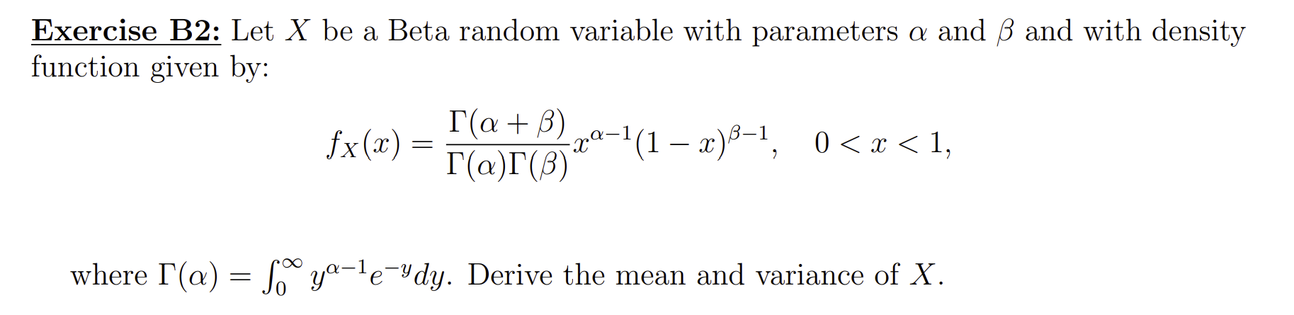 Solved Exercise B2: Let X be a Beta random variable with | Chegg.com