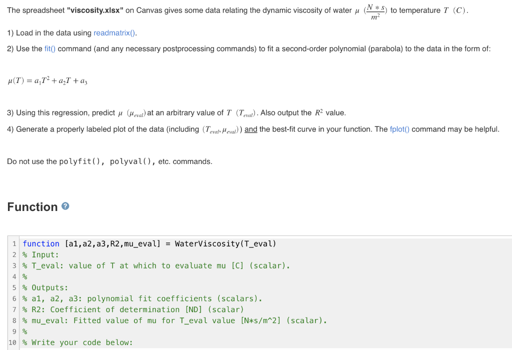 Solved The spreadsheet "viscosity.xlsx" on Canvas gives some | Chegg.com