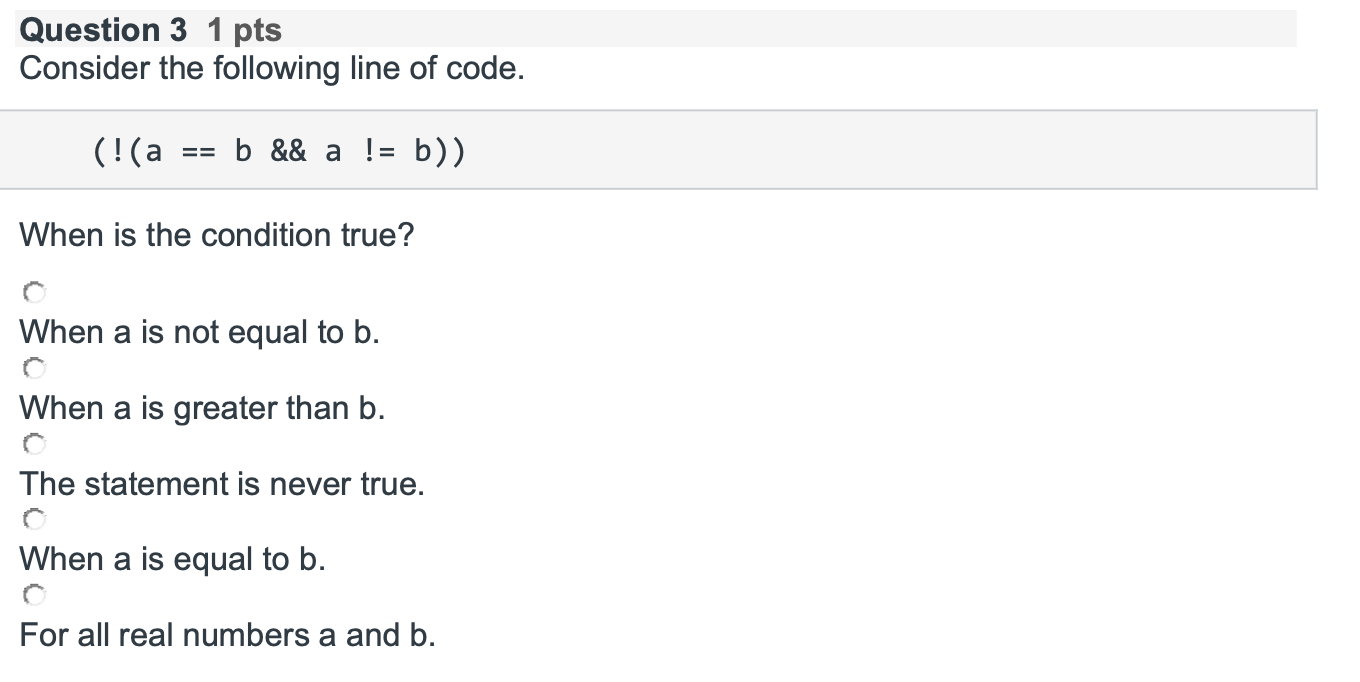 Solved Question 3 1 pts Consider the following line of code. | Chegg.com