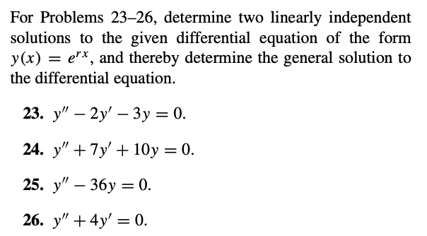 Solved For Problems 23 26 Determine Two Linearly 0296