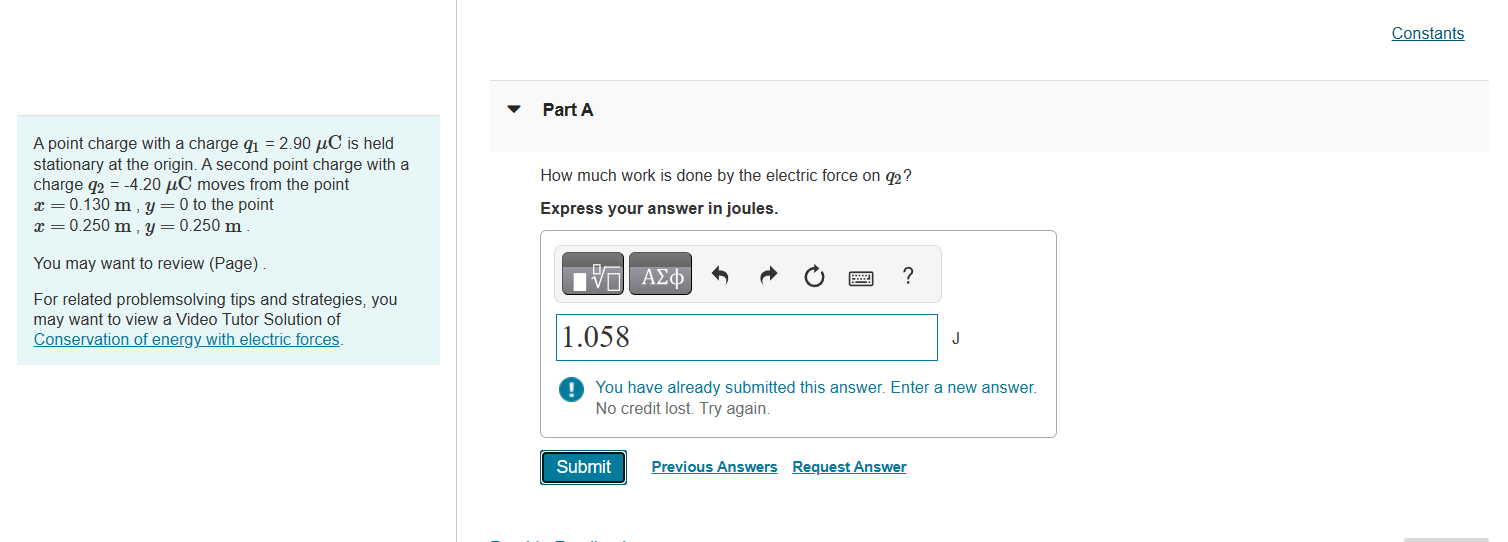 Solved A point charge with a charge q1=2.90μC is held