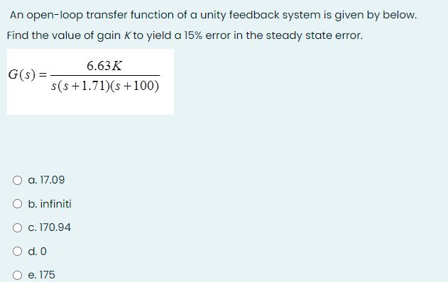 Solved An open-loop transfer function of a unity feedback | Chegg.com
