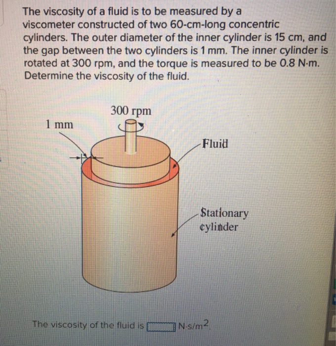 Solved The viscosity of a fluid is to be measured by a | Chegg.com