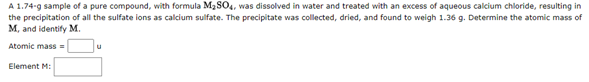 Solved A 1.74=g sample of a pure compound, with formula | Chegg.com