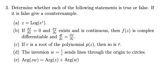 Solved 3. Determine whether each of the following statements | Chegg.com