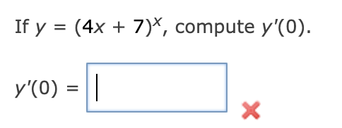 \( y=(4 x+7)^{x} \)