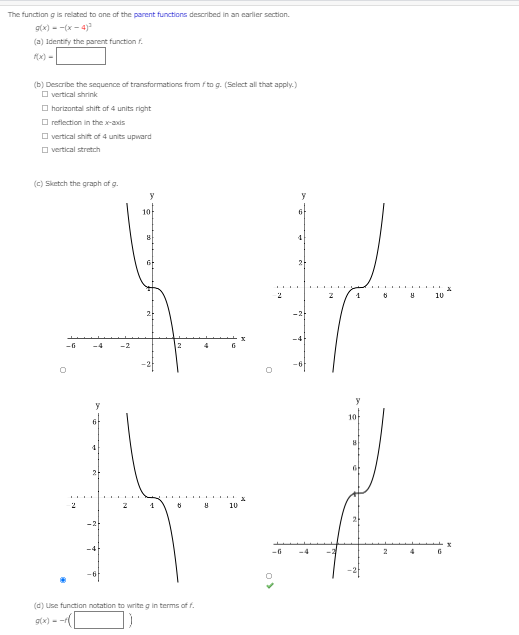 Solved The function g is related to one of the parent | Chegg.com