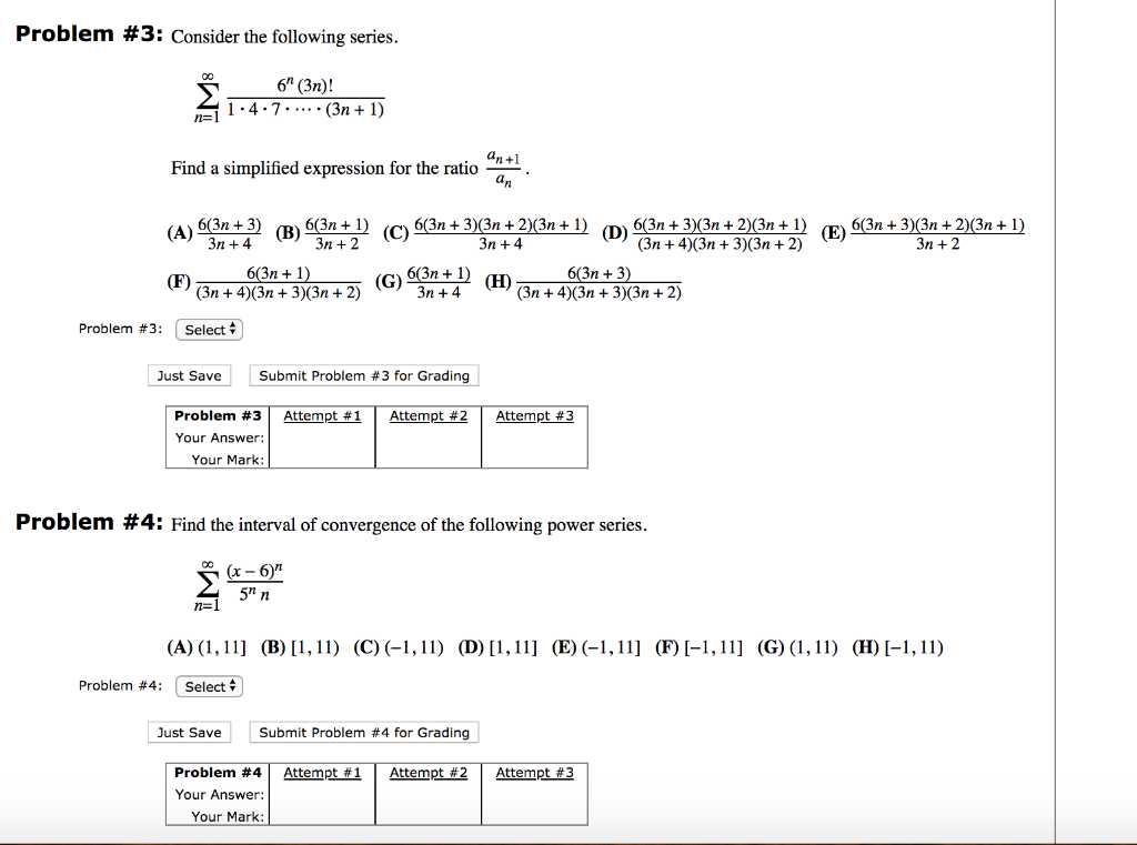 Solved Problem 3 Consider The Following Series 6 3n Chegg Com