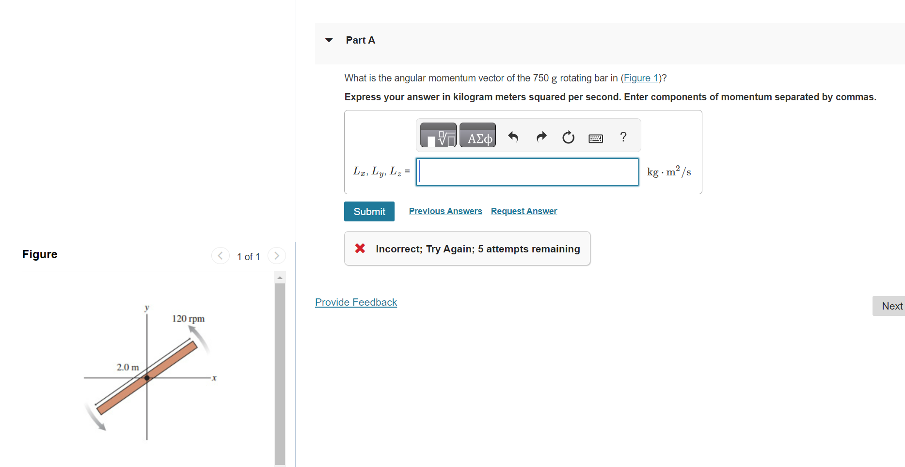 Solved What is the angular momentum vector of the 750 g | Chegg.com