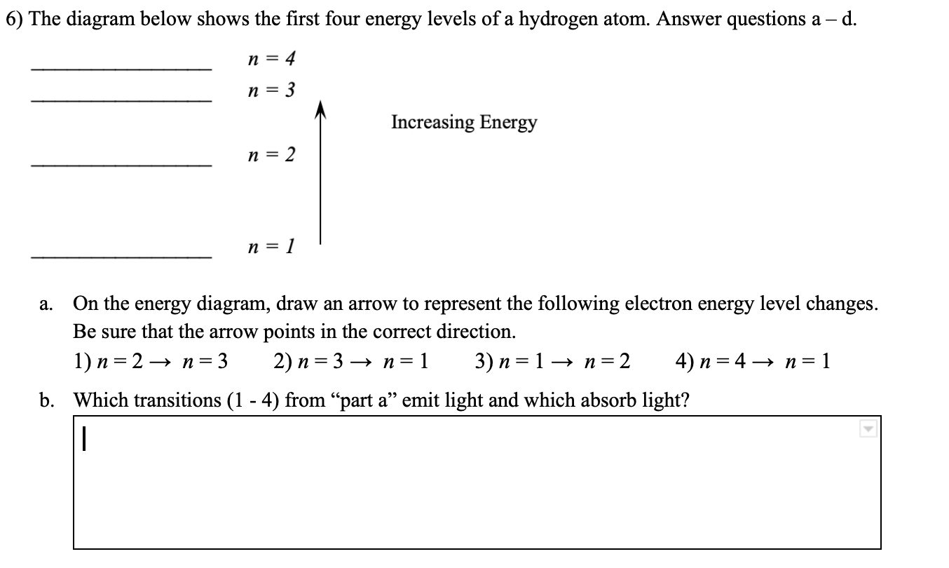 Solved 6) The diagram below shows the first four energy | Chegg.com