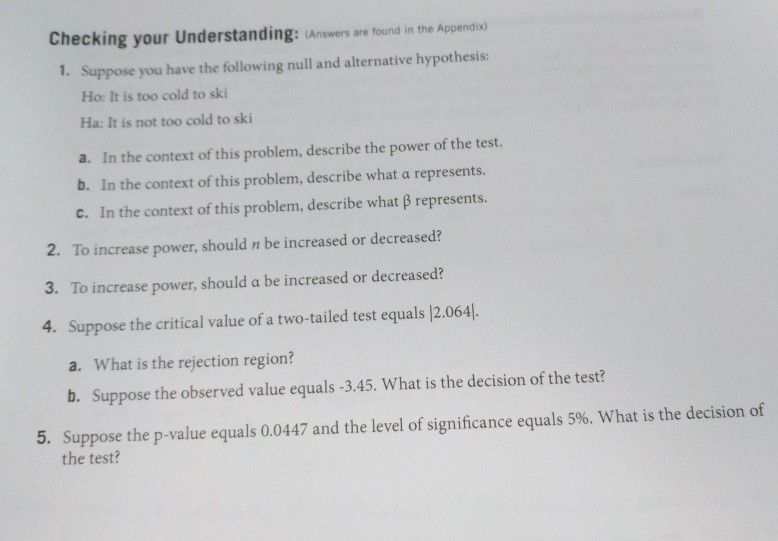 Solved Checking Your Understanding: (Answers Are Found In | Chegg.com