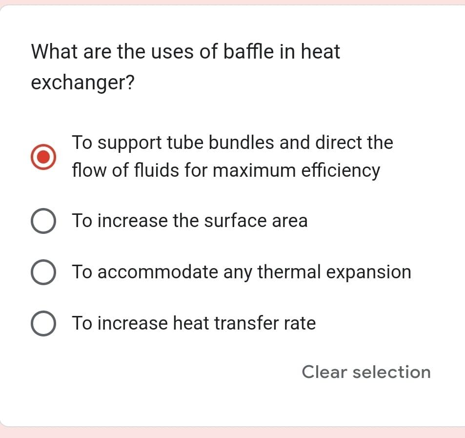 Solved What are the uses of baffle in heat exchanger? To