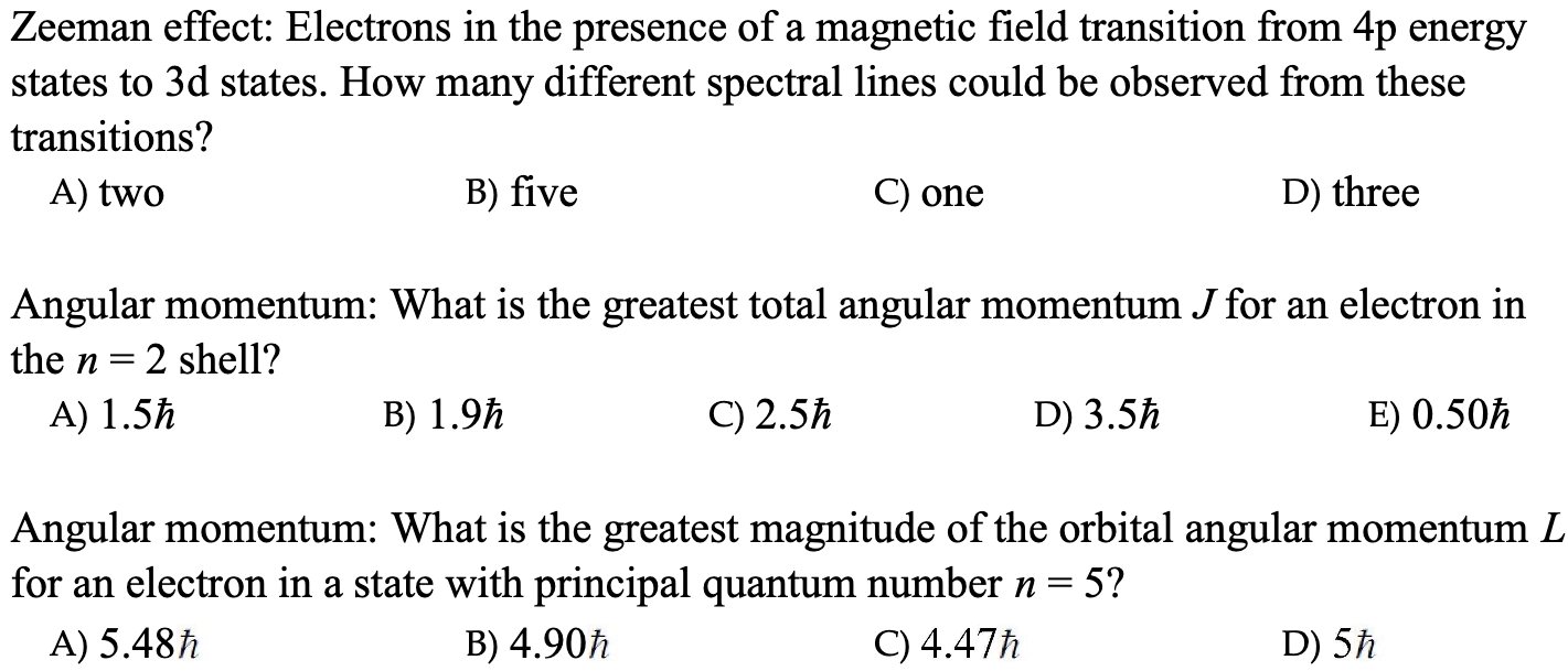 Solved Zeeman effect: Electrons in the presence of a | Chegg.com
