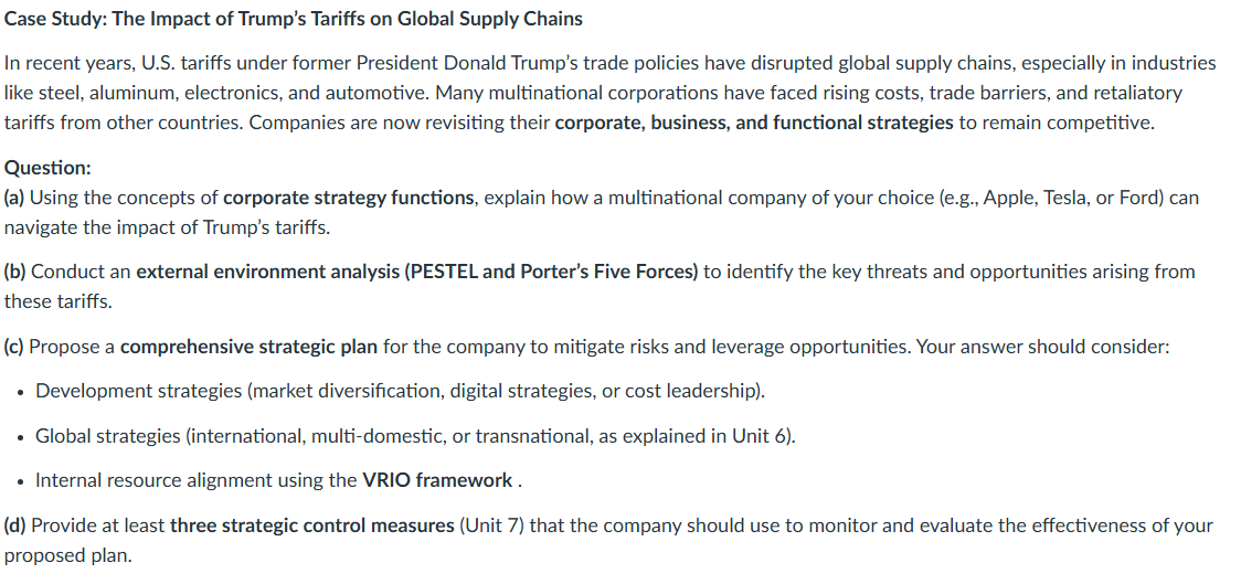 Solved Case Study: The Impact of Trump's Tariffs on Global | Chegg.com