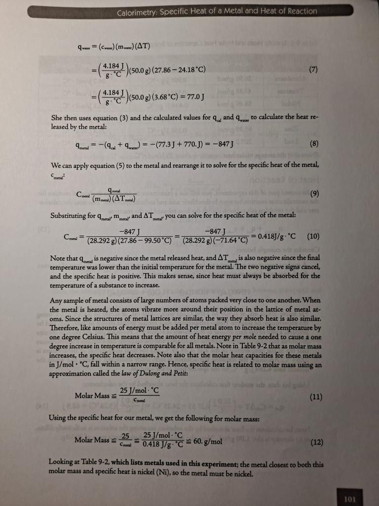 Laboratory 9 CALORIMETRY SPECIFIC HEAT OF A METAL