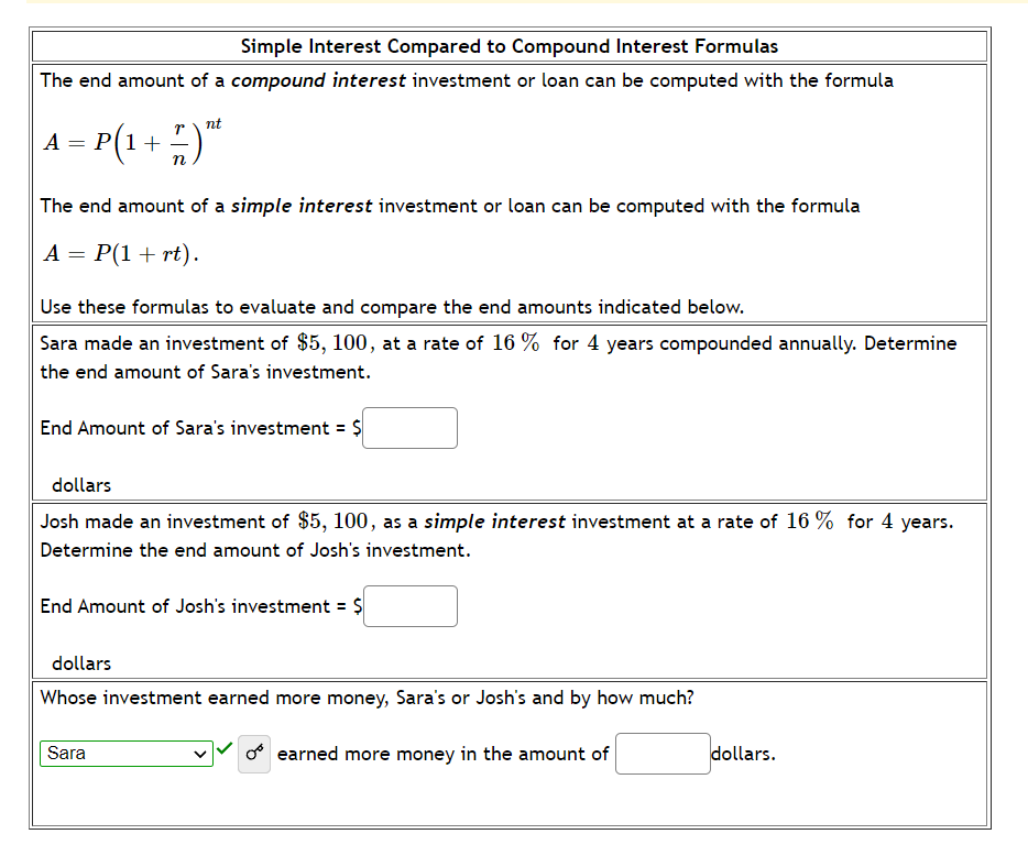 Solved Simple Interest Compared to Compound Interest | Chegg.com
