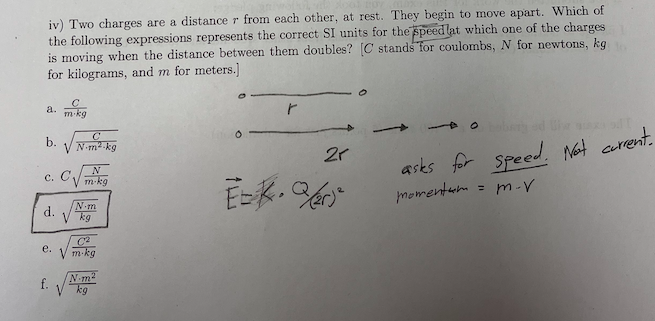 Solved iv) Two charges are a distance r from each other, at | Chegg.com