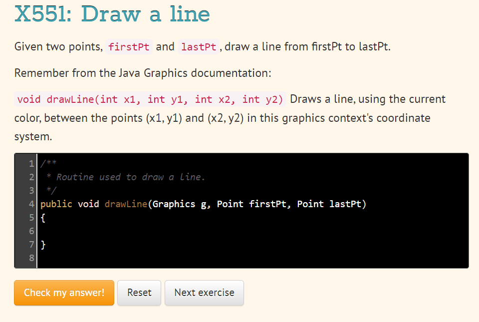 X551: Draw a line Given two points, firstPt and | Chegg.com