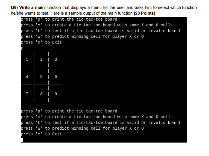 Solved Q6) Write a main function that displays a menu for | Chegg.com