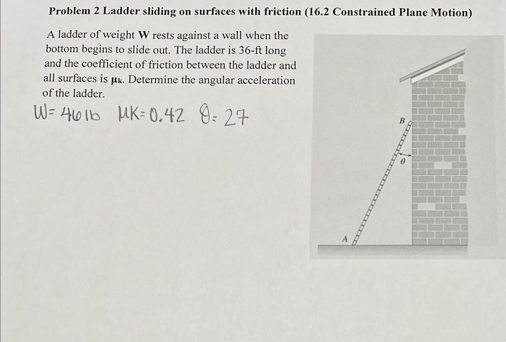 Solved Problem 2 Ladder sliding on surfaces with friction