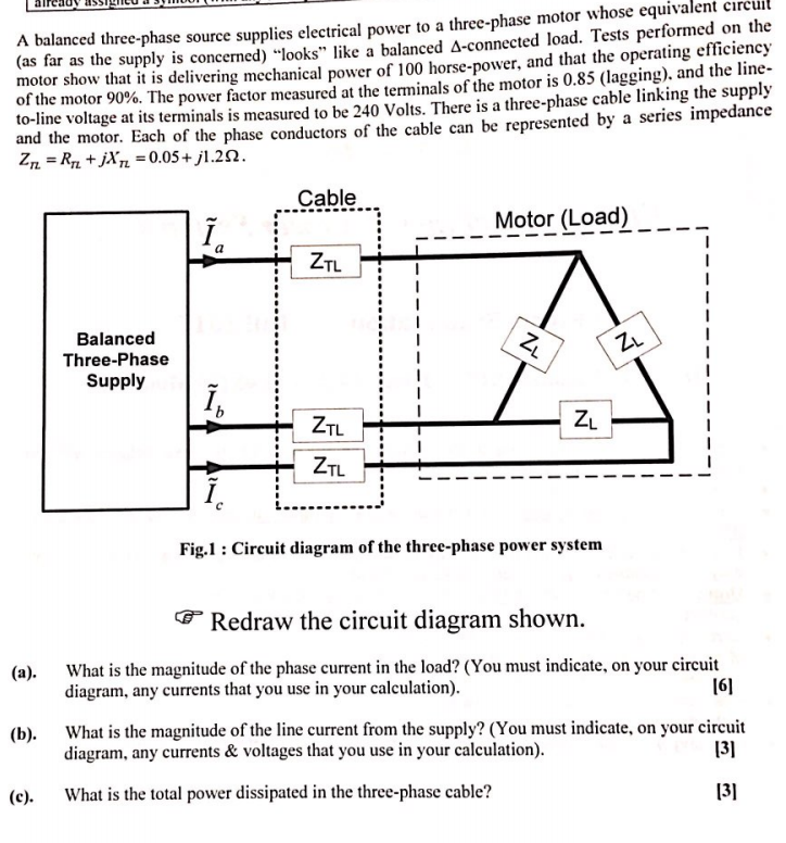 Solved A balanced three-phase source supplies electrical | Chegg.com