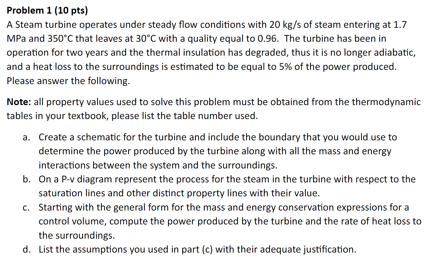 Solved A Steam turbine operates under steady flow conditions | Chegg.com