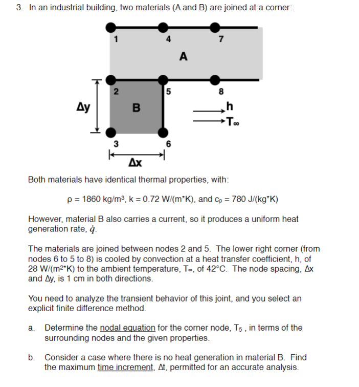Solved 3. In an industrial building, two materials ( A and B | Chegg.com