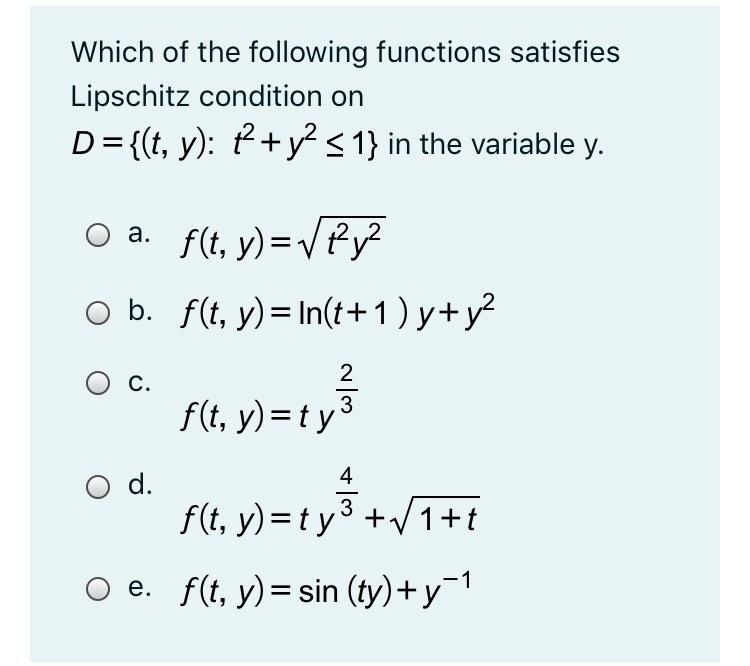 Solved Which of the following functions satisfies Lipschitz | Chegg.com