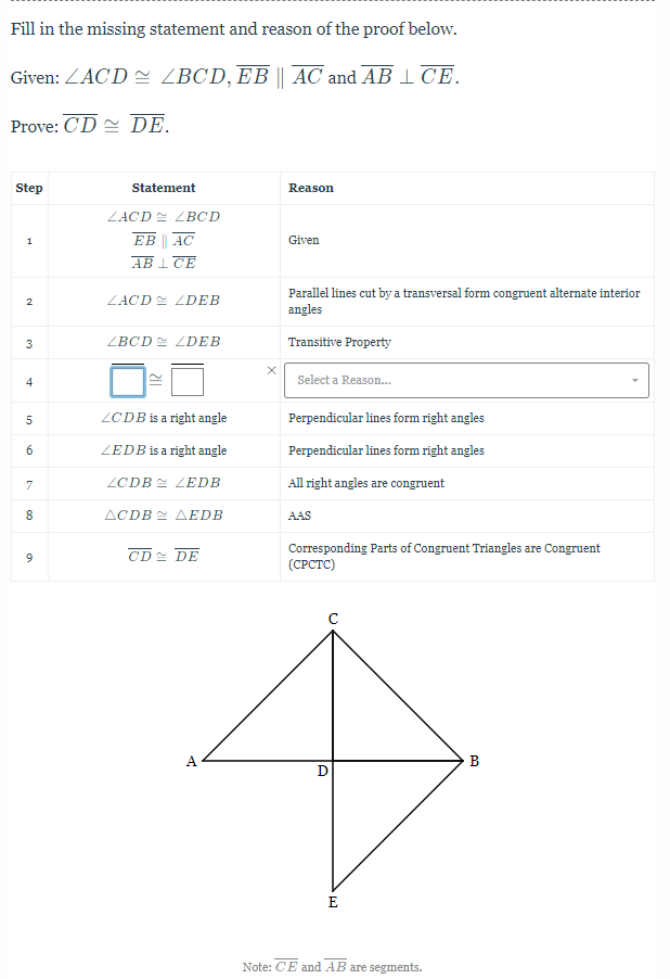 Solved Fill in the missing statement and reason of the proof | Chegg.com