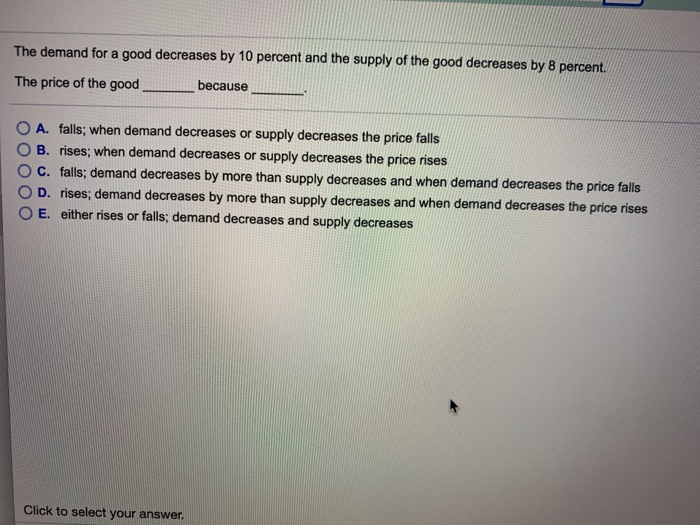 Solved The demand for a good decreases by 10 percent and the | Chegg.com