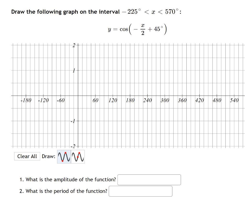 Solved Draw the following graph on the interval - 225°