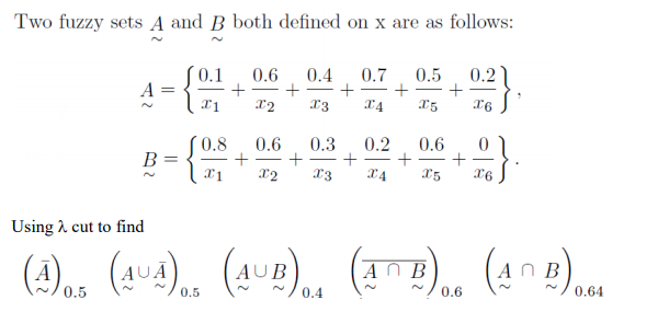 Solved Two fuzzy sets A and B both defined on x are as | Chegg.com