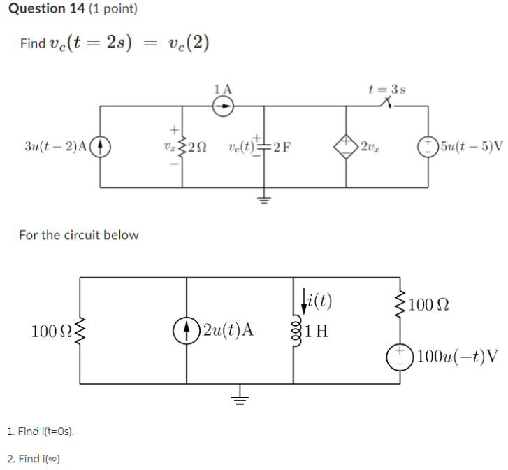 Solved For the circuit below 1. Find the initial inductor