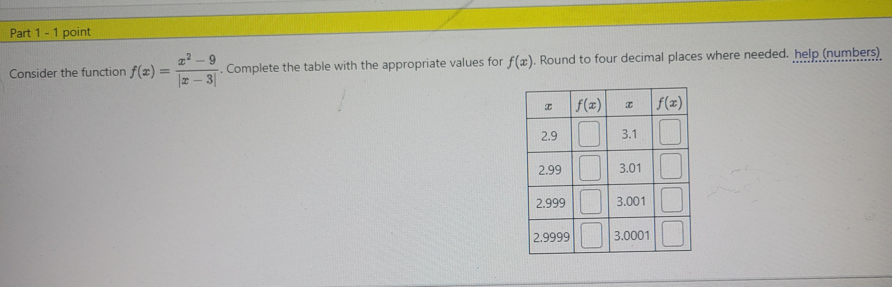 Solved Part 1 - 1 ﻿pointConsider the function | Chegg.com