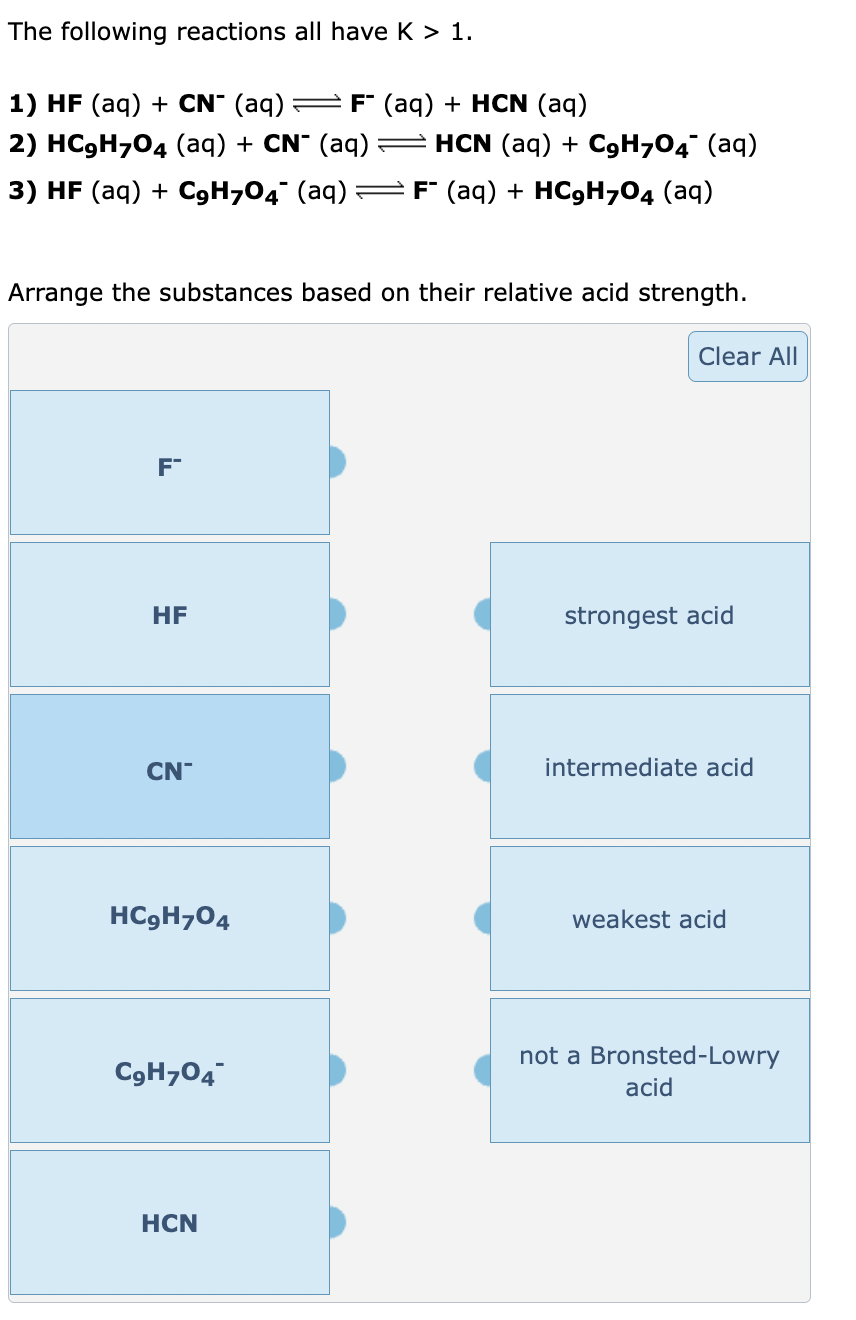 Solved The following reactions all have K