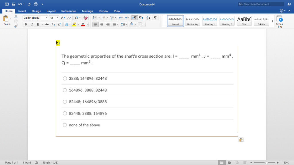 Solved Docunent4 Q Search in Document Home Insert Design | Chegg.com